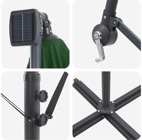 Hängender Aluminium Garten- und Terrassen-Sonnenschirm Grün 2,94x2,94xHöhe 2,48 m