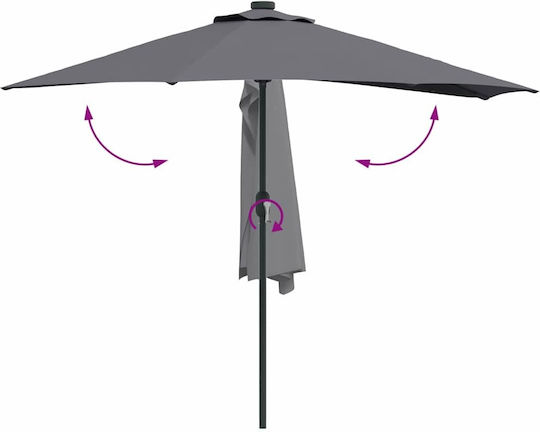 Garten- und Terrassen-Sonnenschirm Hängend Aluminium Grau 2.94x1.5xHöhe 2.24m
