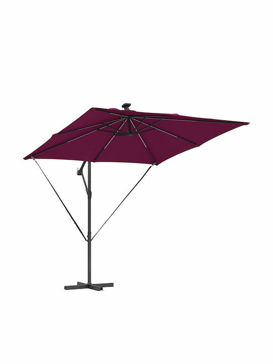 Garten- und Terrassen-Sonnenschirm Hängend Aluminium Burgundisch 2,94x2,94xHöhe 2,5 m