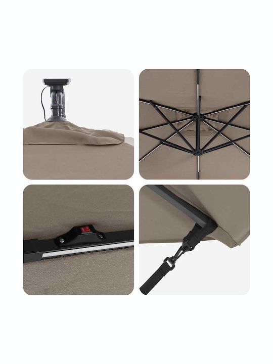 Umbrelă Suspendată Din Aluminiu Maro 2.94x2.94xÎnălțime 2.5m