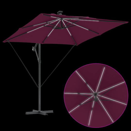 Hanging Aluminum Burgundy Garden & Terrace Parasol 2.94x2.94xHeight 2.5m