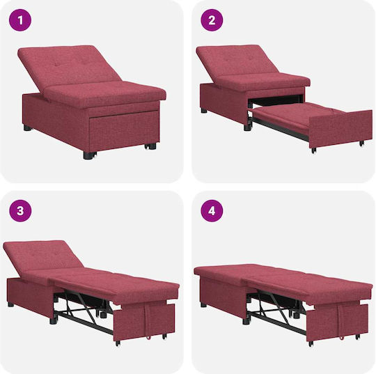Armchair Bed Red 191x67x82cm