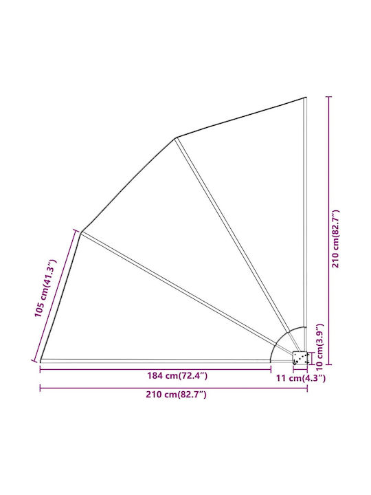 vidaXL Πλαϊνό Ρολό Σκίασης Κήπου Γκρι 2.1x2.1m