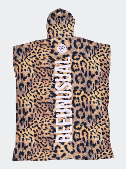 Bee. Unusual. Jaguar Beach Poncho Made Of Brown Microfiber