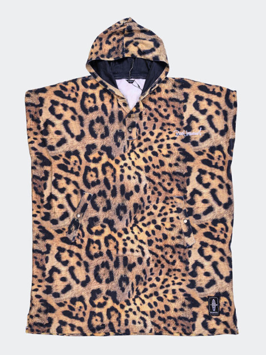 Bee. Unusual. Jaguar Beach Poncho Made Of Brown Microfiber