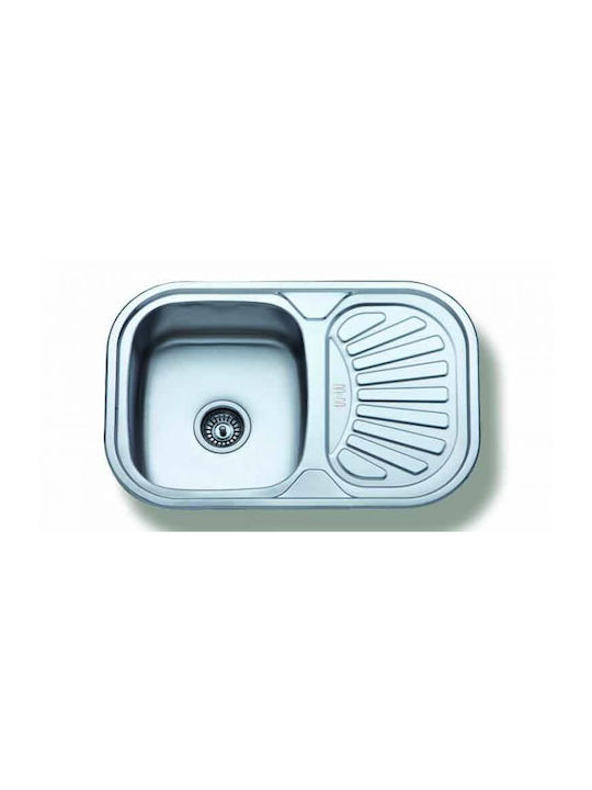 Gloria Starlet Finox 304 Ένθετος Νεροχύτης Inox Σατινέ Μ74xΠ49cm Ασημί
