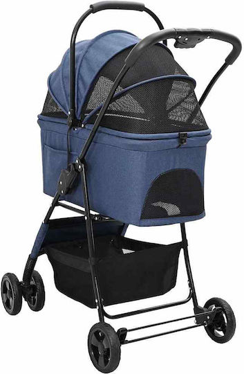 vidaXL Waterproof Dog/Cat Carrying Blue Stroller for 7.2kg Pets L99xW81xH47cm