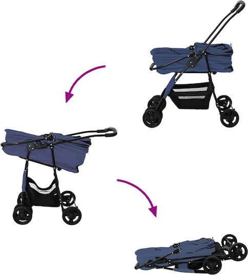 vidaXL Waterproof Dog/Cat Carrying Blue Stroller for 7.2kg Pets L99xW81xH47cm