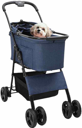vidaXL Waterproof Dog/Cat Carrying Blue Stroller for 7.2kg Pets L99xW81xH47cm