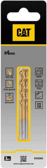 CAT Satz 3 Bohrer HSS Titan mit Zylindrischem Schaft für Metall και Holz