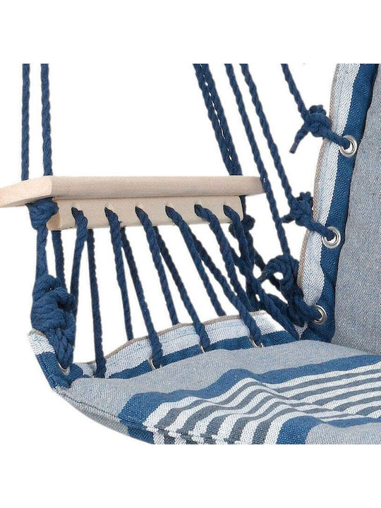 Garten & Veranda Schaukel mit Basis und Kissen Sessel Stoff Blau L53xB53xH100cm