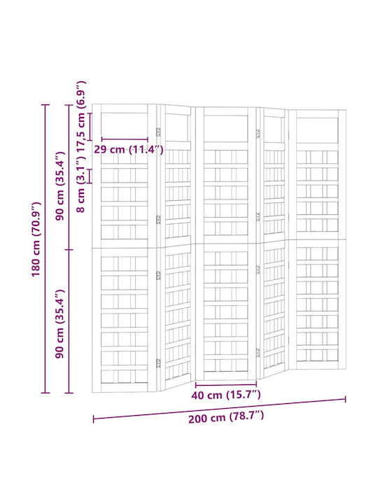 vidaXL Decorativ Paravan Lemn 200x180cm