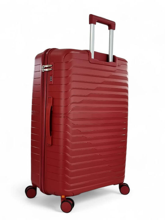 Playful Bags Large Travel Suitcase Hard Bordeaux with 4 Wheels Height 75cm