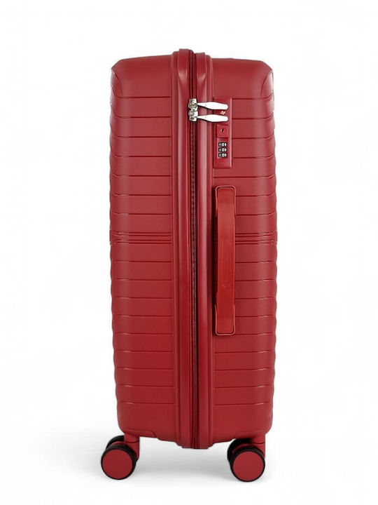 Playful Bags Large Travel Suitcase Hard Bordeaux with 4 Wheels Height 75cm