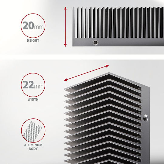 Axagon M.2 Ssd Passive Cooler Aluminum Gray