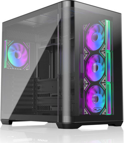 Raijintek Atreus BT4 Gaming Midi Tower Computer Case with Side Window and RGB Lighting Black