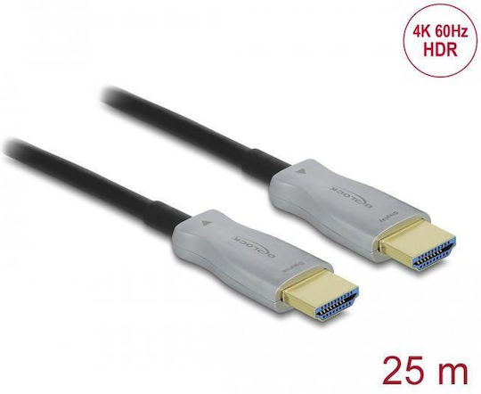 DeLock Активен Оптичен HDMI 2.0 Премиум Висока Скорост 4K 60Hz HDR Кабел HDMI Мъжки - HDMI Мъжки 25м Черен