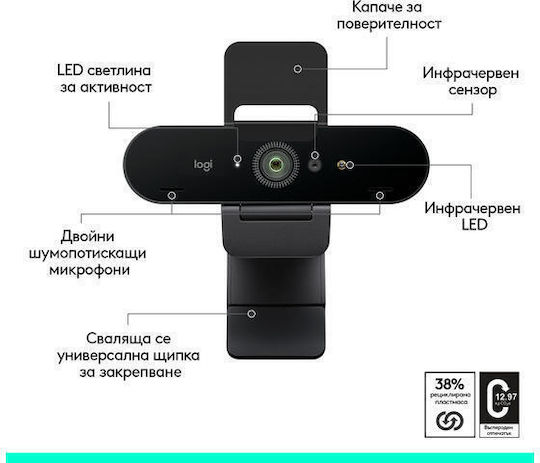 Logitech Brio 4K Web Camera με Autofocus 960-001718