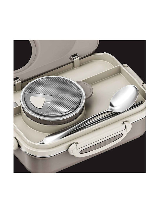 Uncle George Microwave Plastic Lunch Box Beige 1300ml