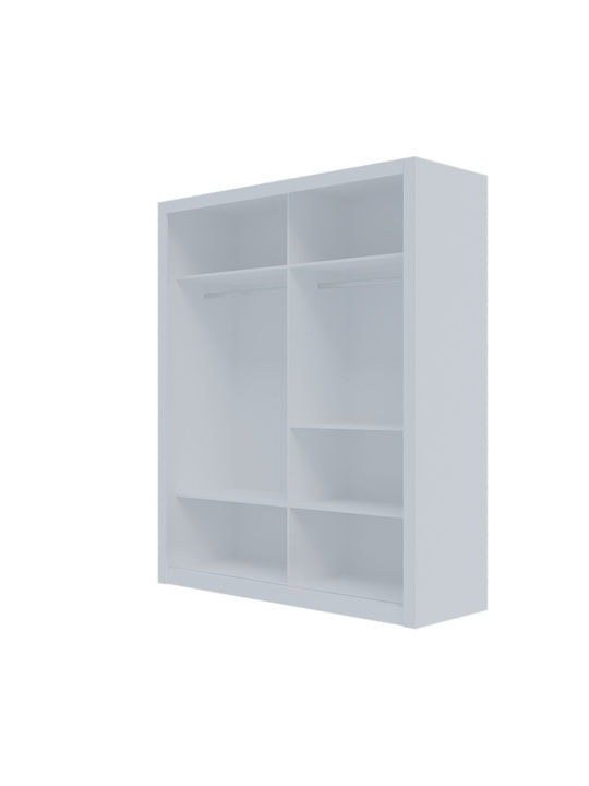 Ușă dublă Dulap de Haine Glisare Reflex Alb 180x60x215cm