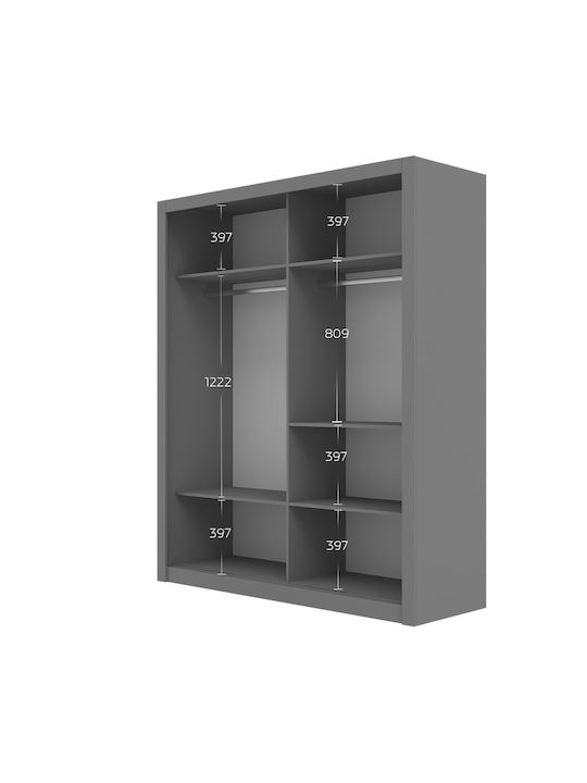 Reflex Δίφυλλη Ντουλάπα Συρόμενη Σονόμα 180x60x215cm
