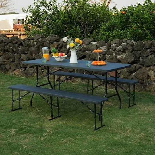 Nils Tabelle Stahl für Camping Klappbar Campingmöbel 91x74cm Gray