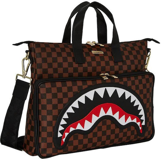 Sprayground Sharks Σακ Βουαγιάζ Καφέ από Δερματίνη Μ40xΠ5xΥ32εκ.