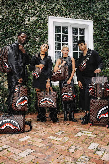 Sprayground Sharks Σακ Βουαγιάζ Καφέ από Δερματίνη Μ40xΠ5xΥ32εκ.