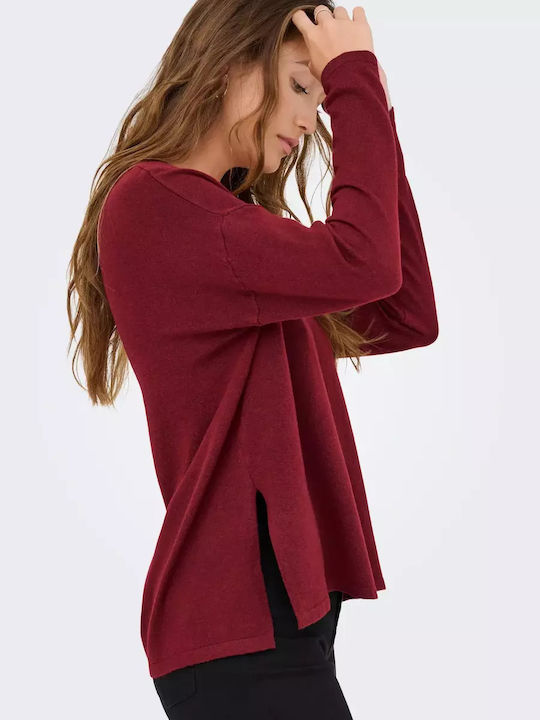 Life Women's Sweater with V Neckline Purple