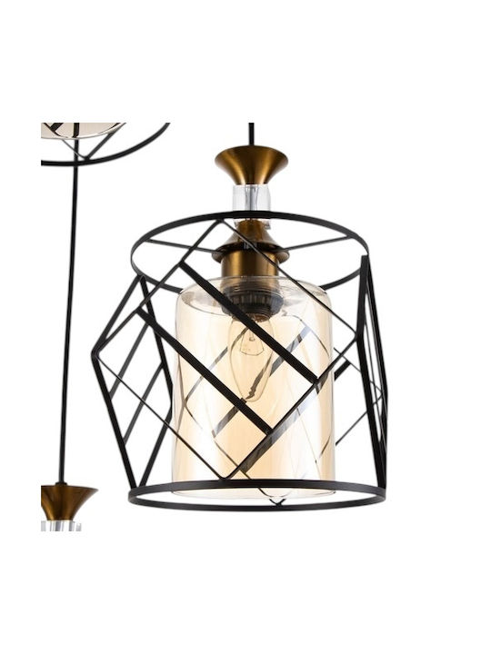 Diamond Adjustable Pendant Light Black with Socket E27