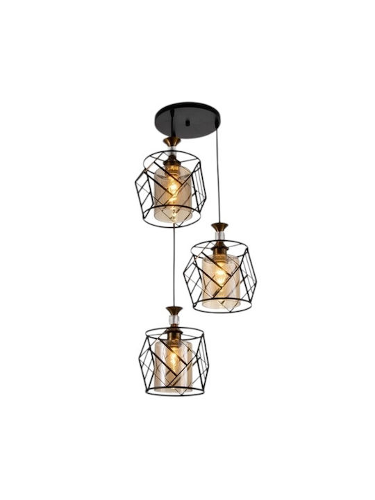Diamond Adjustable Pendant Light Black with Socket E27