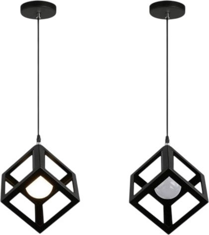Diamond Adjustable Pendant Light Black with Socket E27 27x27cm