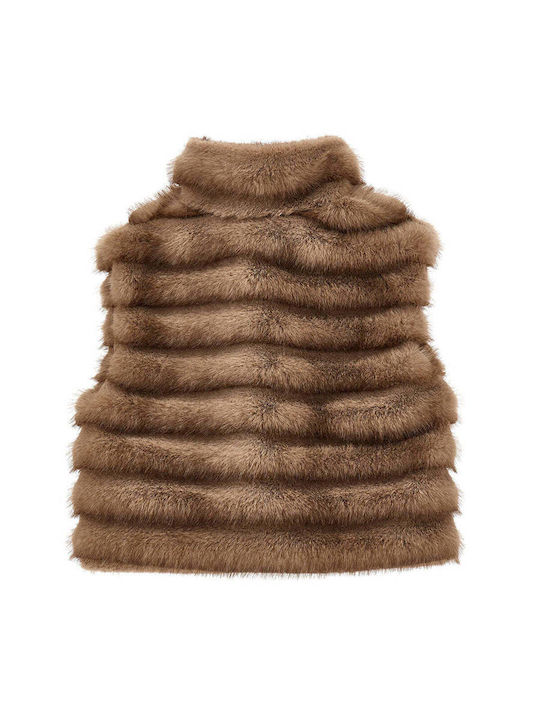 Kids' Fur Sleeveless Brown