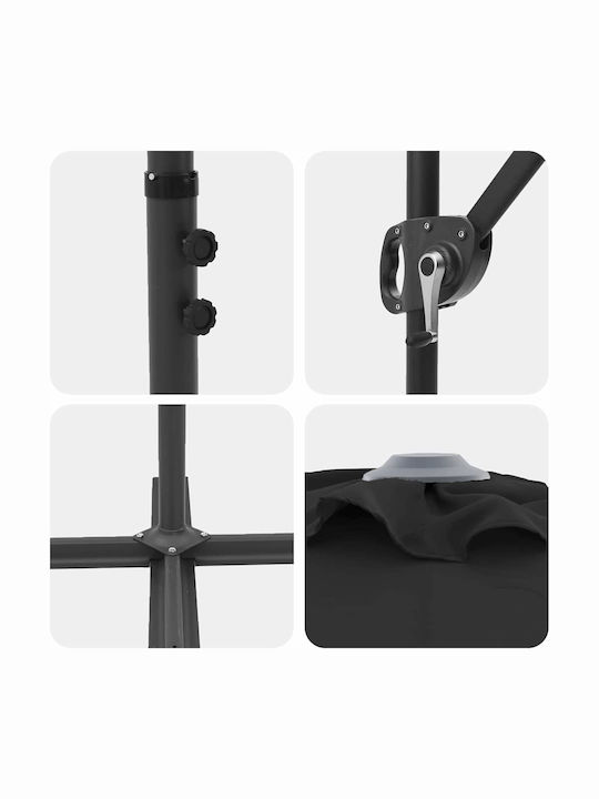 Umbrella Floor Metal Black 3.72x1.98m