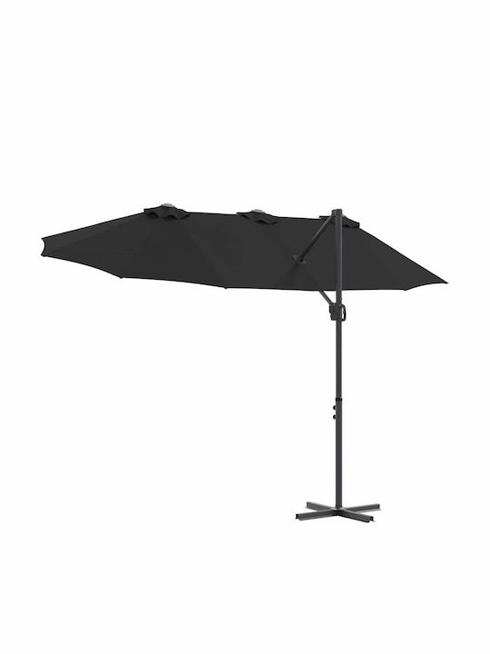 Umbrella Floor Metal Black 3.72x1.98m