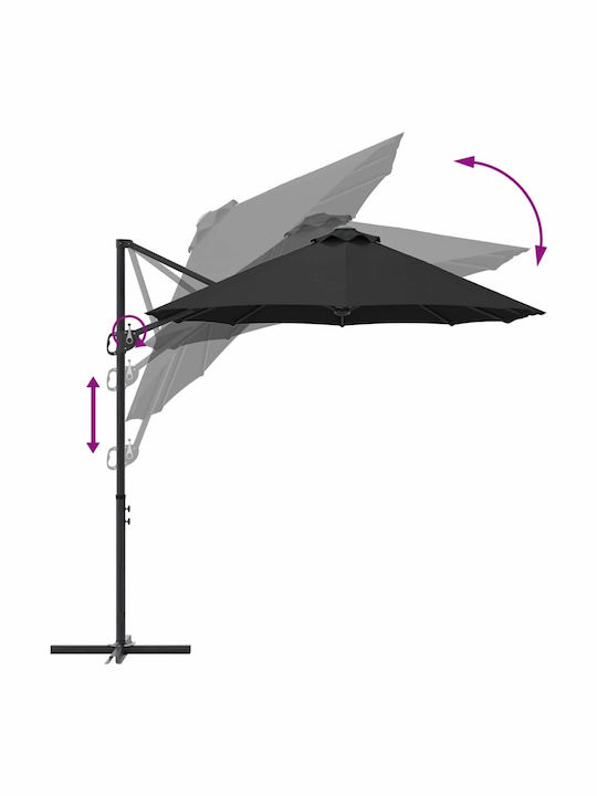 Umbrella Floor Metal Black 3.72x1.98m