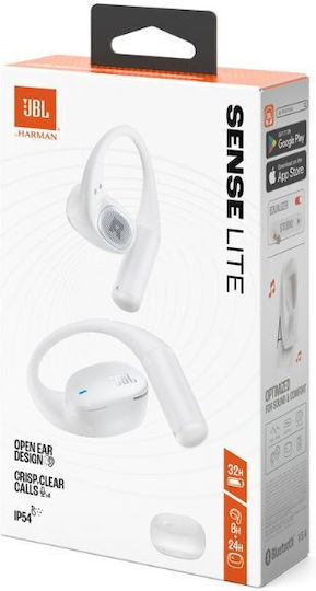 JBL Sense Lite Open Ear Bluetooth Handsfree Căști cu Rezistență la Transpirație și Carcasă de Încărcare Alb