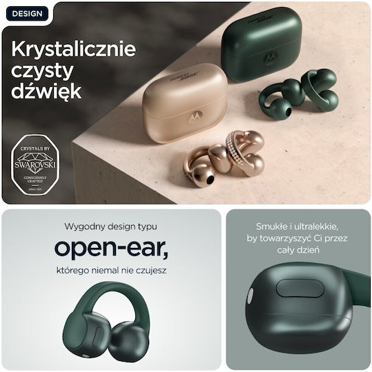 Motorola Moto Buds Loop Bluetooth Handsfree Ακουστικά με Αντοχή στον Ιδρώτα και Θήκη Φόρτισης Πράσινα