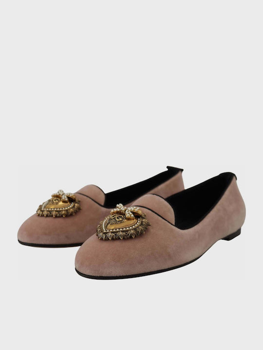 Dolce & Gabbana Devotion Leder Damen Loafers in Rosa Farbe