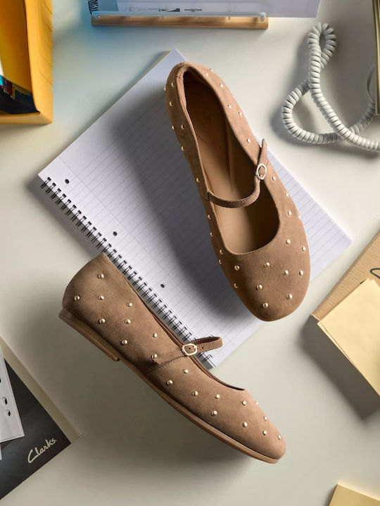 Livia Stud Wildleder Damen Ballerinas in Braun Farbe