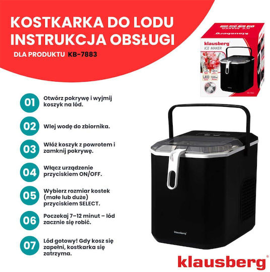Klausberg Ice Machine with Daily Production 12kg KB-7883