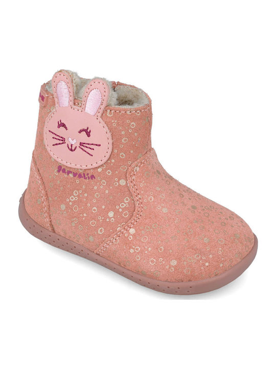 Anatomical Leather Kids Boots with Zipper Pink