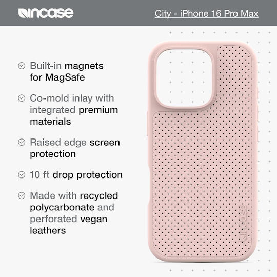 Incase Back Cover Δερμάτινο Ροζ (iPhone 16 Pro Max)