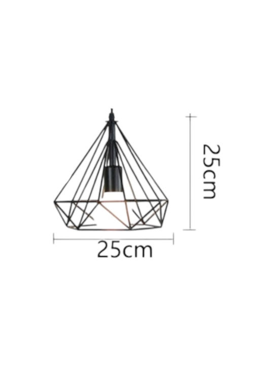 Diamond Pendant Light Black 25x25cm