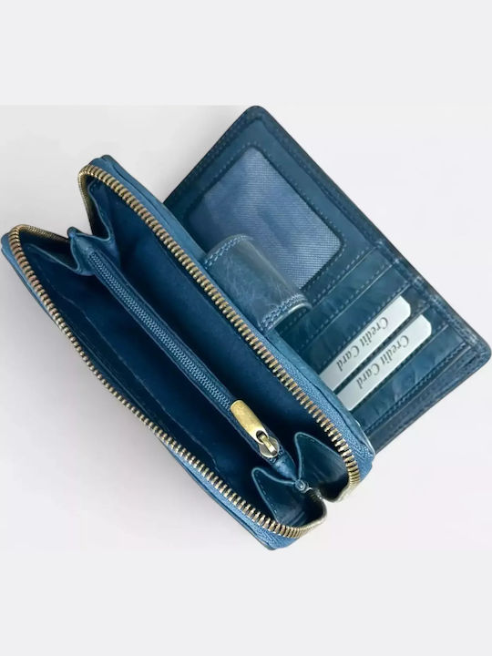 Large Leather Women's Wallet Blue
