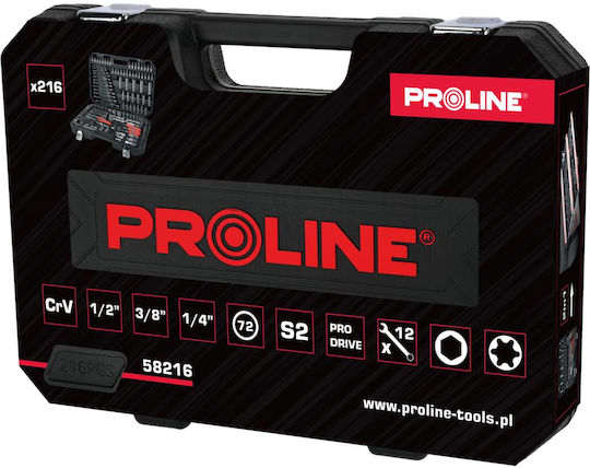 Proline Set de chei tubulare și clichet 1\2" & 3\8" & 1\4" 216buc