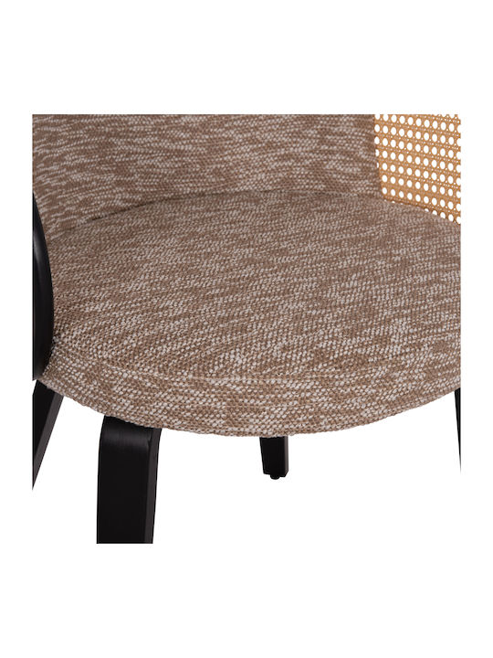 Becker Dining Room Fabric Armchair Μαύρο--καφέ 54x62x79cm 2pcs