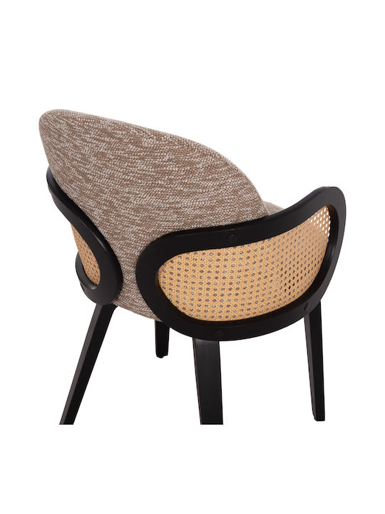 Becker Dining Room Fabric Armchair Μαύρο--καφέ 54x62x79cm 2pcs