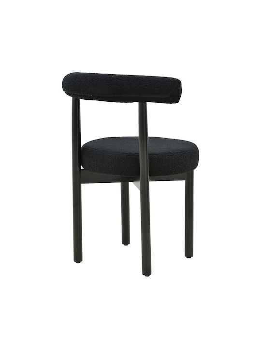 Fenza Dining Room Fabric Chair Μαύρο Μπουκλέ 60x54x75cm