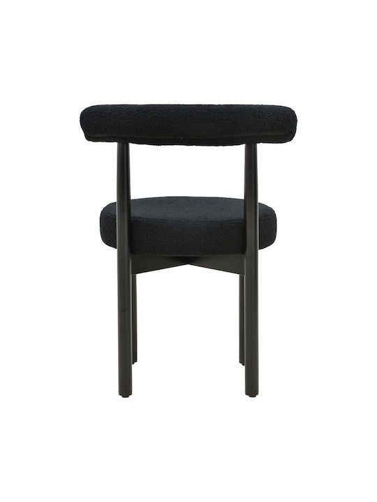Fenza Dining Room Fabric Chair Μαύρο Μπουκλέ 60x54x75cm
